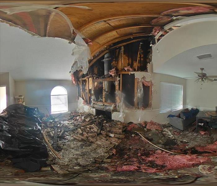 Living room after a fire